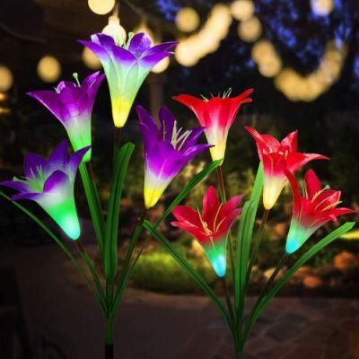 Solar Garden Stake Lights Multi-Color Changing Lily Solar Flower Lights for Patio