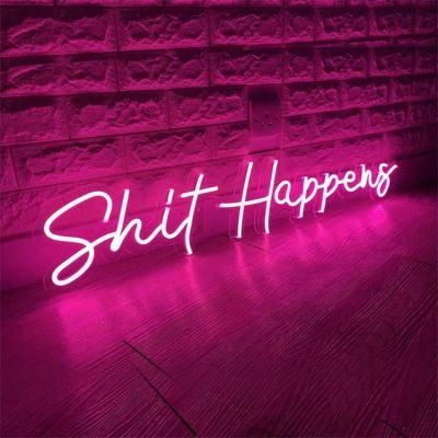 Drop Shipping 12V Decoration Acrylic Custom LED Tube Light Letters Lamps Sign Custom Flex Shit Happens LED Neon Sign