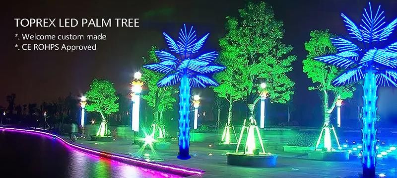 Metal Trunk Rustproof Blue Color LED Coconut Palm Tree Lights