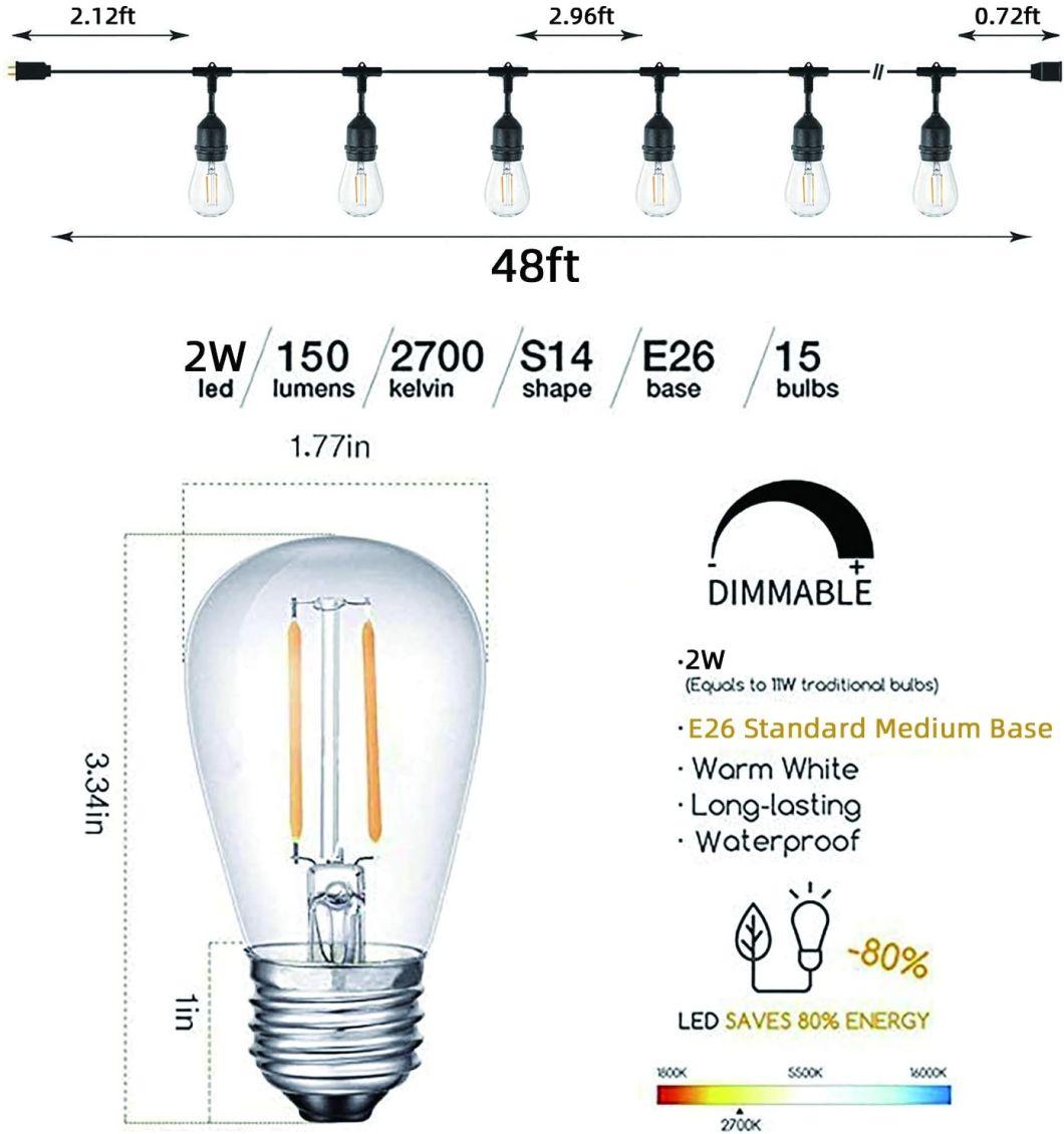 Waterproof LED Outdoor String Lights - Commercial Grade Patio Lights Create Cafe Ambience in Your Backyard