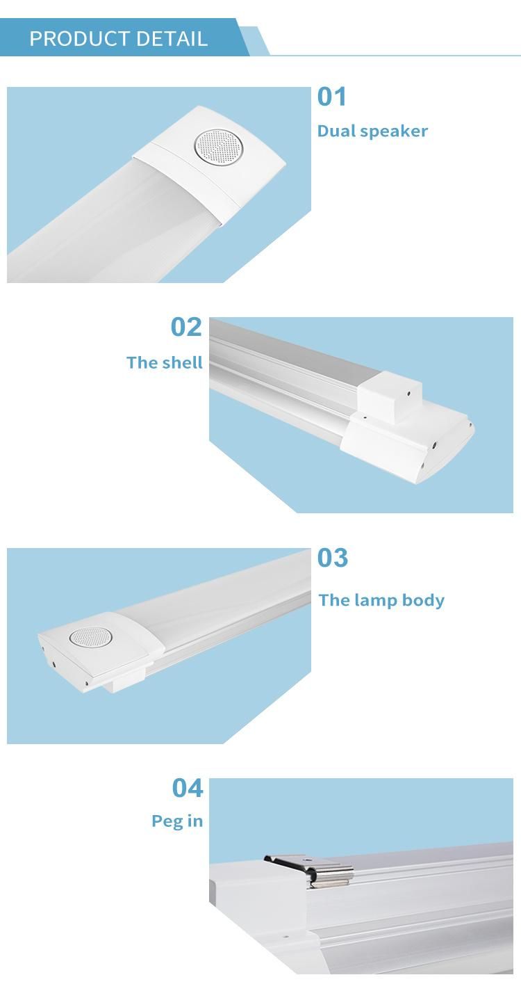 230V 6000K High Lumen Interior Lighting White Color with Bluetooth Speaker LED Shop Light