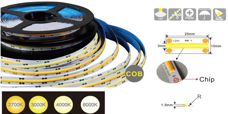 IP66 Waterproof Silicone LED Flex COB Neon Light with COB LED Strip Inside