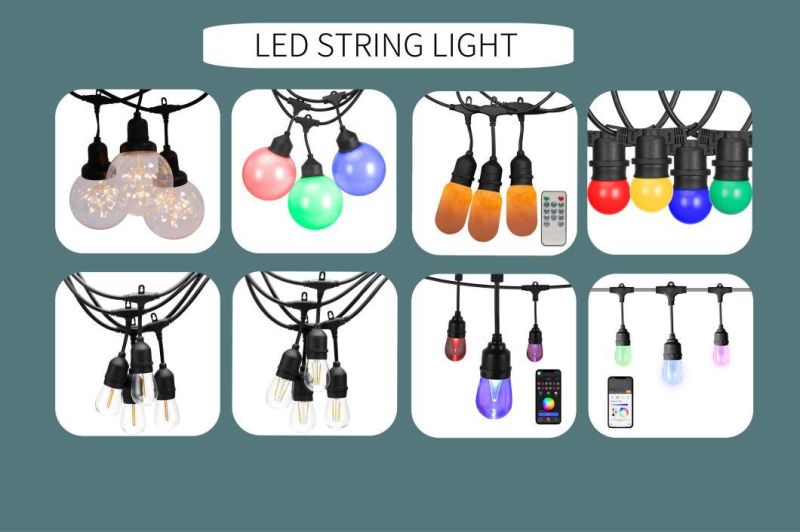 Color Changing Outdoor String Lights 12FT G40 Hanging Light for Backyard, Garden, Party