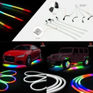 4PCS 30cm/12inch APP Controlled RGB Color Chasing LED Evenglow Strip Lights for Interior Exterior Ambient Decoration