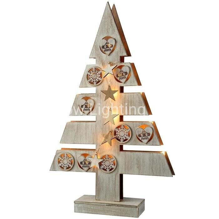 Star and Heart Christmas Tree Table Decoration Wood - White