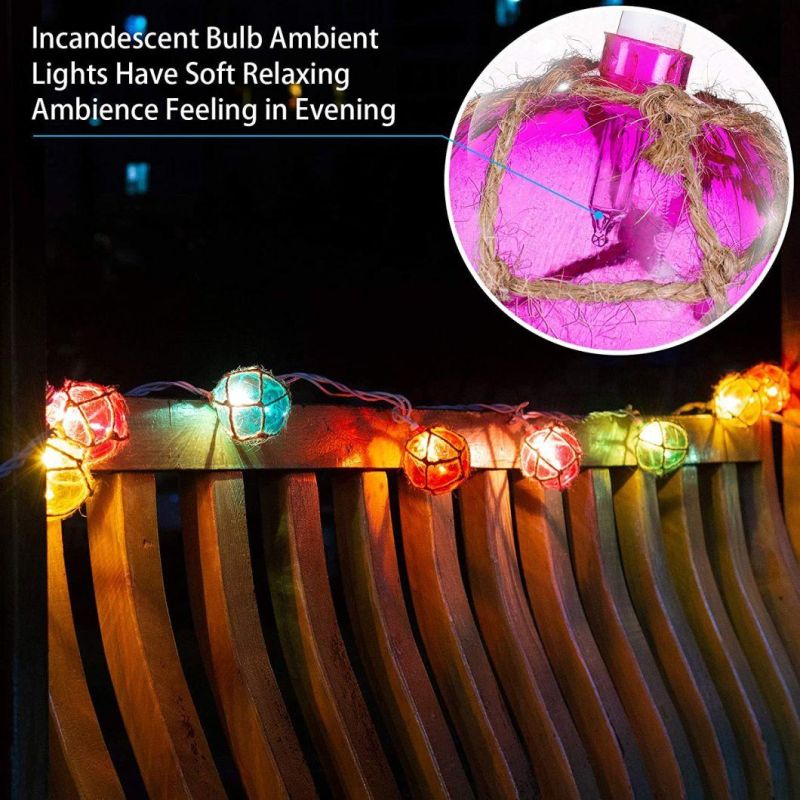 Warm White Indoor String Light 10 Nautical Fishing Floats Coastal Buoy Beach Theme Decoration for Bedroom Bathroom Window Christmas Tree