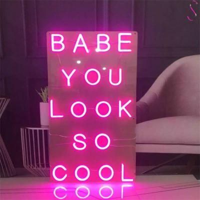 Drop Shipping Wall Mounted Custom Neon Sign Letters Babe You Look So Cool LED Neon Sign Light