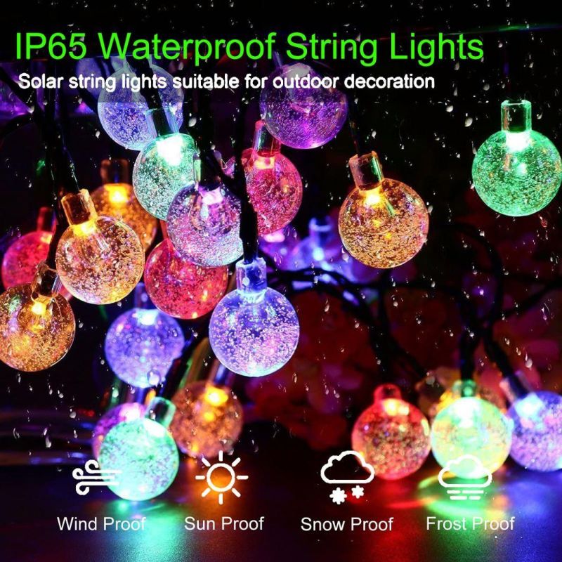 Waterproof Solar String Lights Outdoor Crystal Globe Lights Fairy Lights