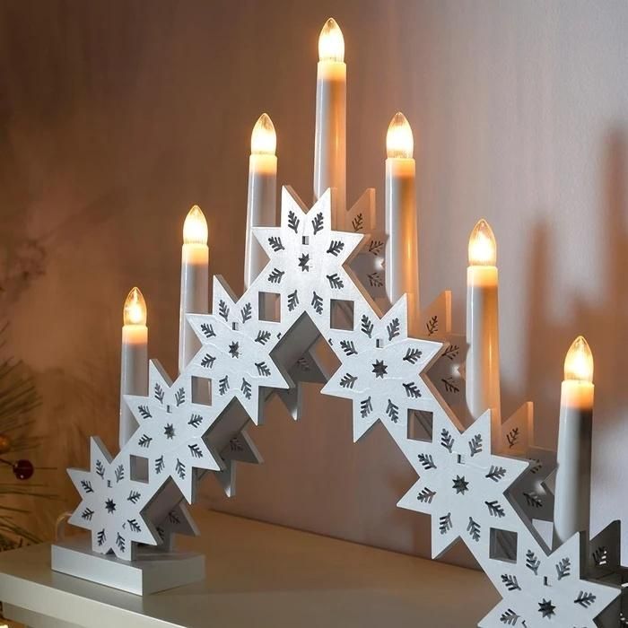 Candle Bridge Arch Table Decoration Wood 33.5 Cm White