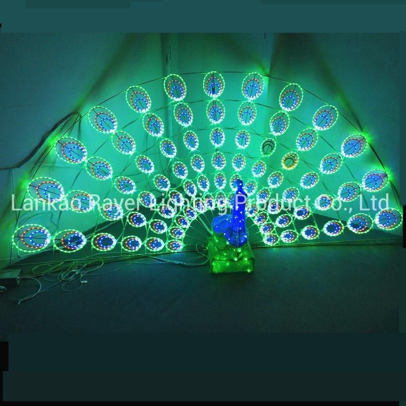 Dynamic Lighting LED Peacock Large Outdoor Novelty Park Decoration Lights