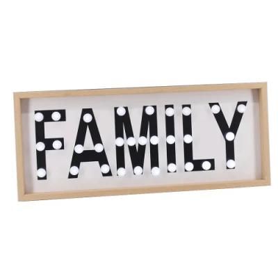 Factory Hot Sales Family Decorative MDF LED Letter Lights