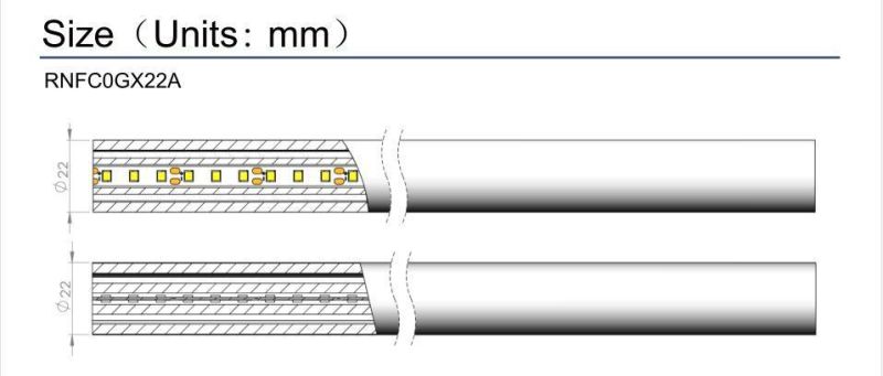 Beam Angle 360 Degrees DC12V/DC24V 2835 Flex Neon LED Strip