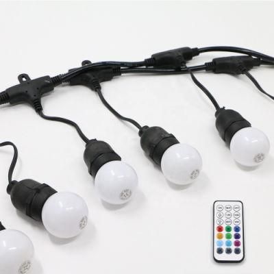 RGBW LED Outdoor String Light with Shatterproof PE S14 Edison Bulbs