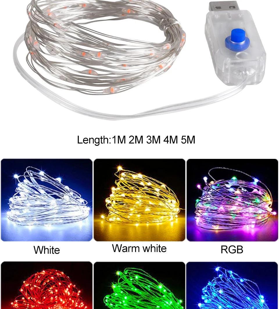 LED Copper Wire String Light USB 8mode Remote Control Decor Lights