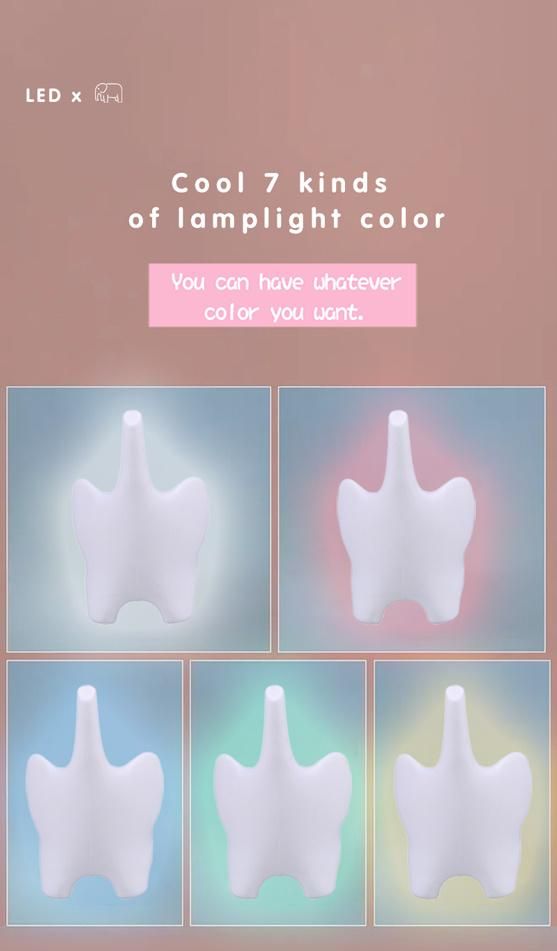 Cute Elephant Head Change LED Sensor Baby Silicone Night Light