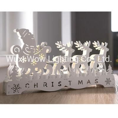 Santa &amp; Reindeers - White 15 Cm