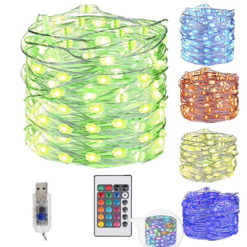 16 Colours 100 LEDs Waterproof Micro Copper Wire Decoration Light with Remote