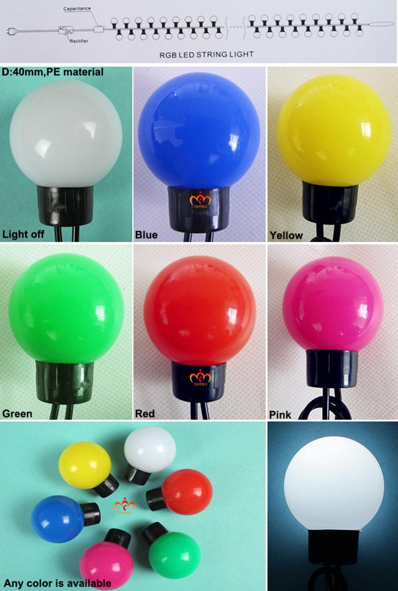 Christmas Decoration Colorful 40mm Globe Small LED Ball String Light for Promotion