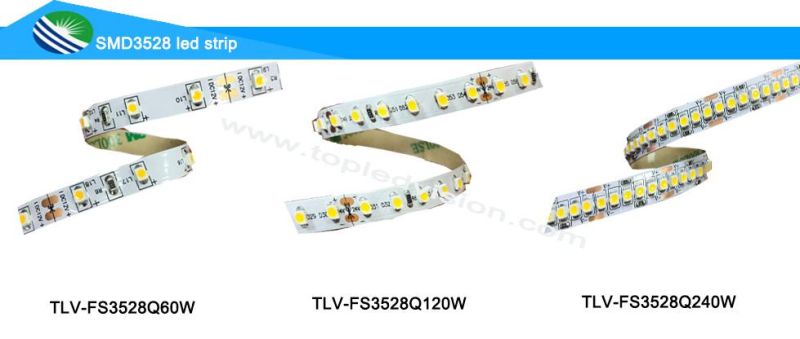 Waterproof 3528 9.6W/M 120LEDs Flexible LED Strip for Decorative Lighting