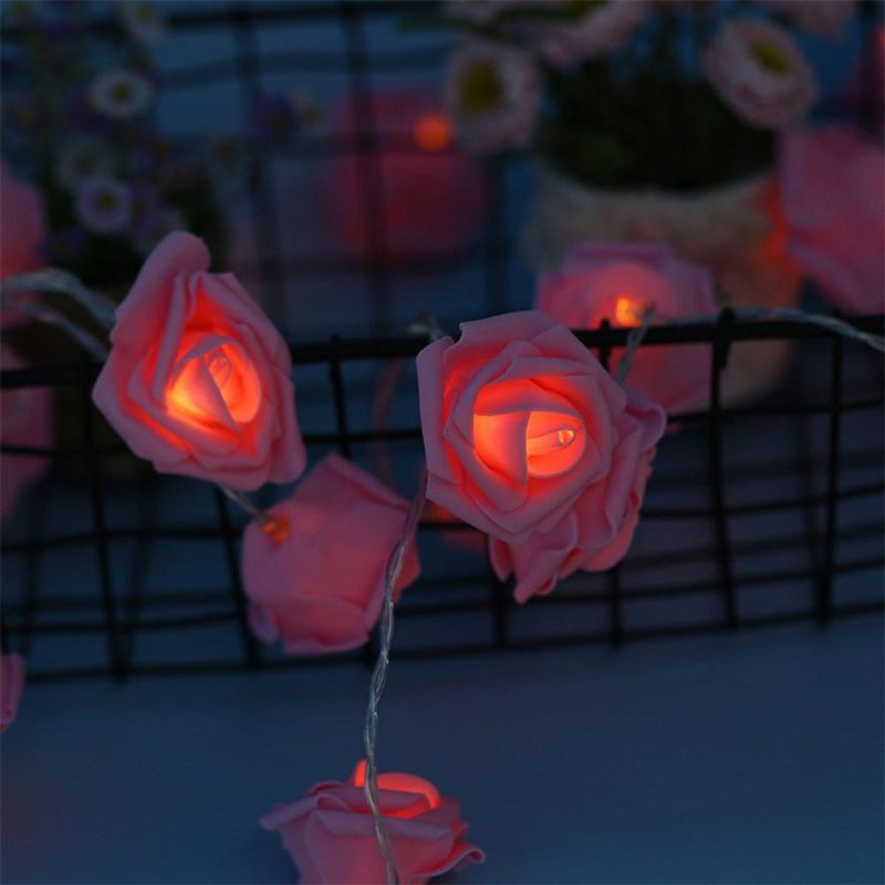 USB LED Rose Flower String Lights Artificial Bouquet Garland Party