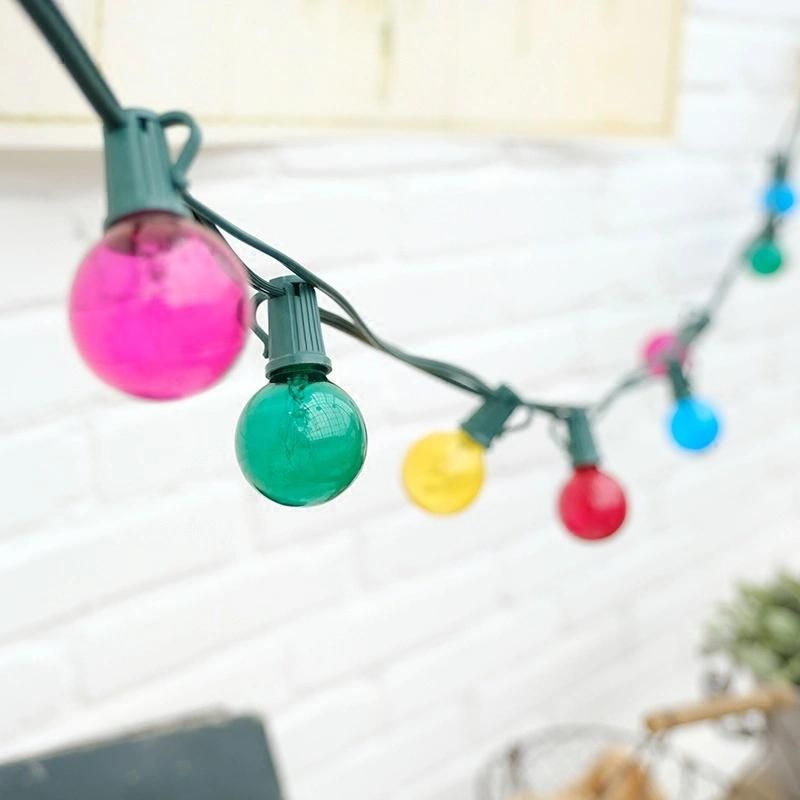 20 Lights Electric Outdoor Christmas String Lights Colored Globe G40 Bulbs String Lights