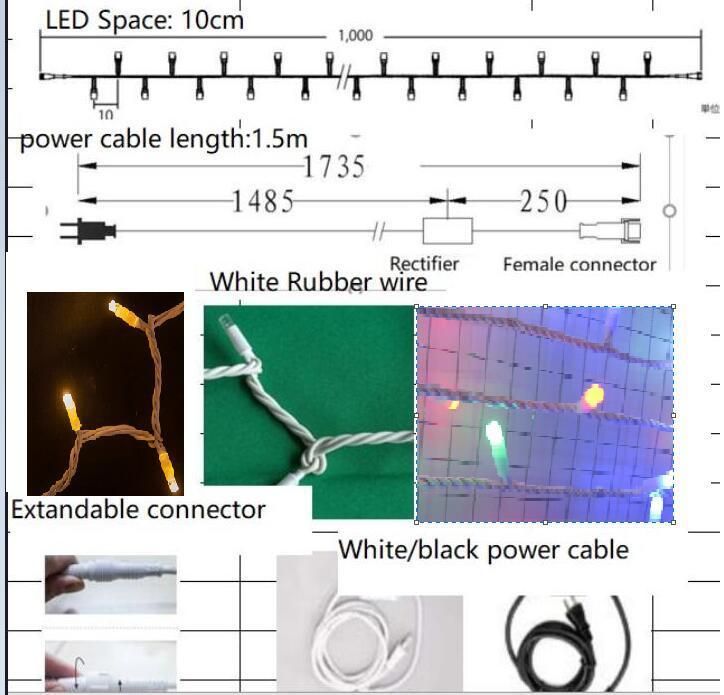 IP65 European Market Popular Lights Outdoor Garden Hall Home Decoration Rubber Wire LED String Light
