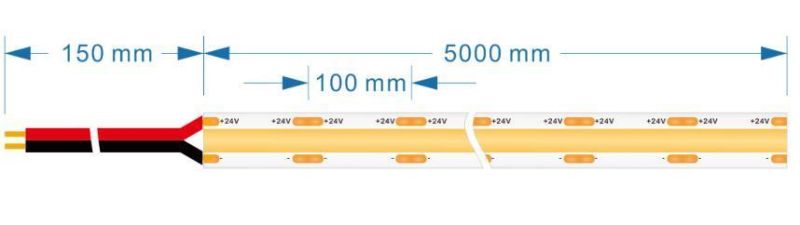 Hot Sale Good Uniformity 210 Chips/Meter DC 24V IP20 Flex COB LED Strips