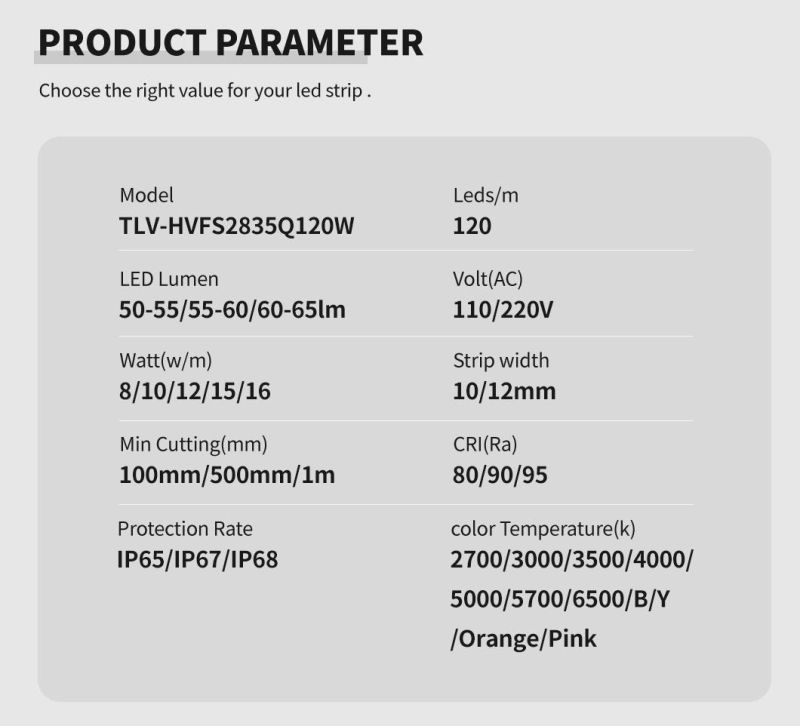 No Need AC/DC Transformer High Volt 110/220V 120LEDs/M LED Strip Light