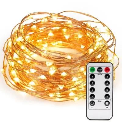 33FT 100 LED Copper Wire String Light Dimmable with Remote Control