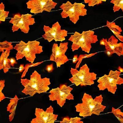 Maple Leaves String Light, Waterproof Thanksgiving Decorations Fall Seasonal Lights for Holiday Party Indoor Outdoor Halloween Thanksgiving