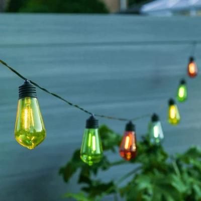 Solar Powered Filament Effect 10 LED Bulbs by Festive Lights Outdoor Retro Festoon Lights