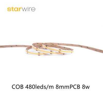CE UL Certification COB LED Strips 8mmpcb 480LEDs/M