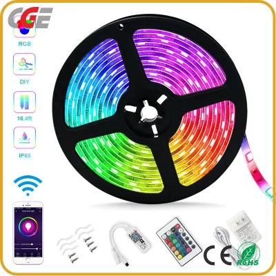 5m Length Music Sync Color Changing Light APP Controlled 5050 RGB LED Strip Light