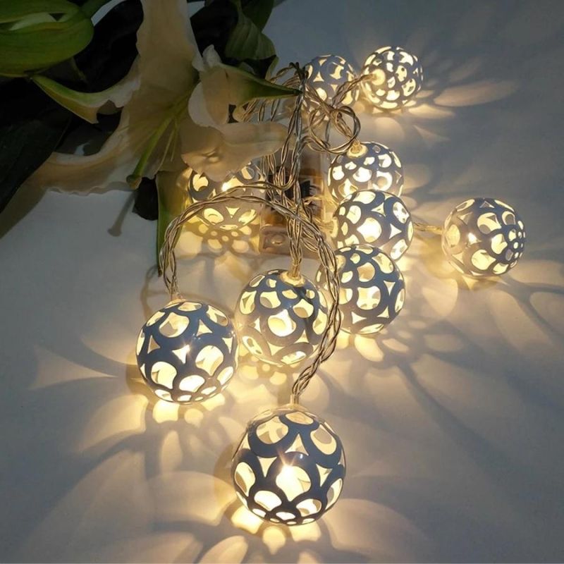 Metal Iron Hollow Ball LED String Fairy Light 1.5m 10 LED Globe Christmas Party Wedding Garland Fairy Light