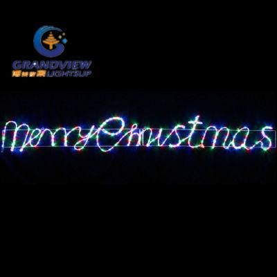 Animated 290cm Wide LED Multi Colours &prime;merry Christmas&prime; Motif Rope Lights