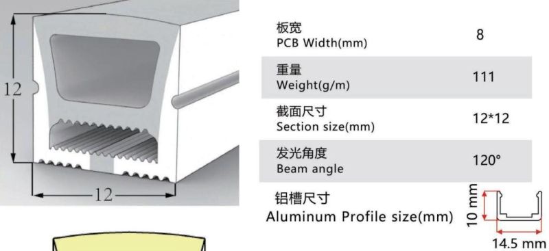 High Bright Bendable Silicon LED Neon Light Channel Rubber Extrusion Profile with Heat Dissipation