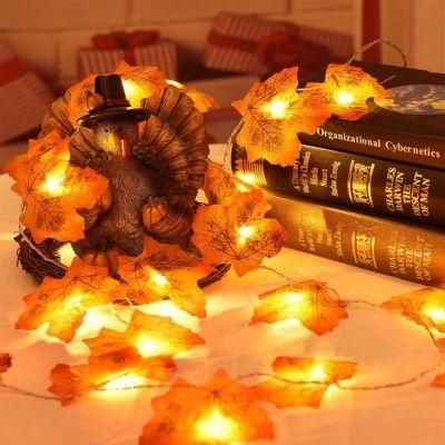 Maple Leaves String Light, Waterproof Thanksgiving Decorations Fall Seasonal Lights 3AA Battery Powered Lighted for Holiday Party Indoor Outdoor