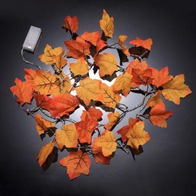 LED Maple Leaf Lamp String Christmas Lantern Halloween Battery Box Decorative String Light for Home Holiday Autumn Garland Indoor