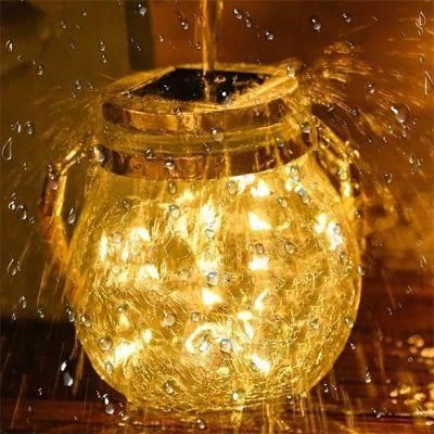 Outdoor Solar Garden Lamp Glass Jar Light with Handle Portable LED Warm White Color Solar Lights Outdoors Glass Jar
