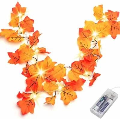 Thanksgiving Decorations Lighted Fall Garland, Thanksgiving Decor Halloween String Lights Decor for Home Holiday Autumn Garland Indoor