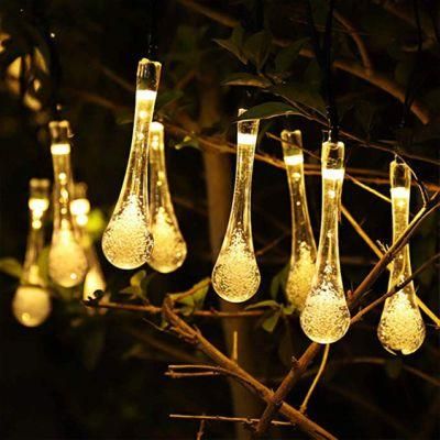 Solar Outdoor Christmas String Lights 6.5m 30 LED Fairy Flower Waterdrop Decorative Light for Indoor Christmas and Party