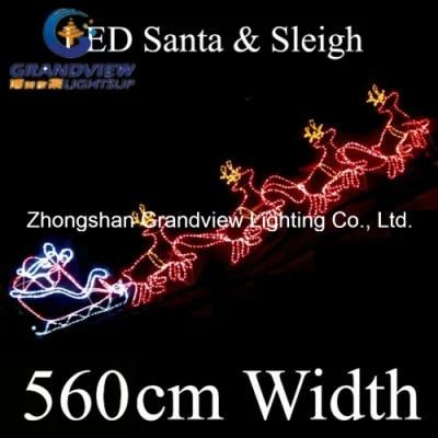 560cm LED Santa Riding 4 Reindeer Sleigh Christmas Motif Rope Lights