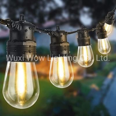 Outdoor Light Mains Powered 48FT LED S14 Garden Festoon String Lights Patio Fairy Lights Weatherproof Dimmable for Garden