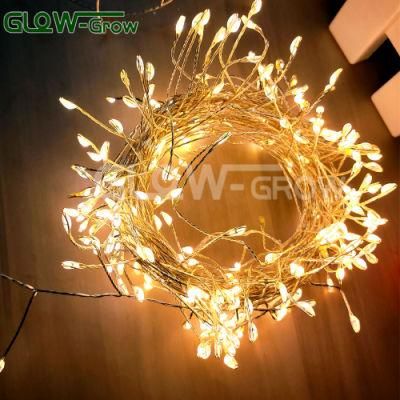 300 Warm Wite LED Cluster Micro Light 9m on Sliver Wire Christmas Garland Fairy Light for Home Event Wedding Party Decoration