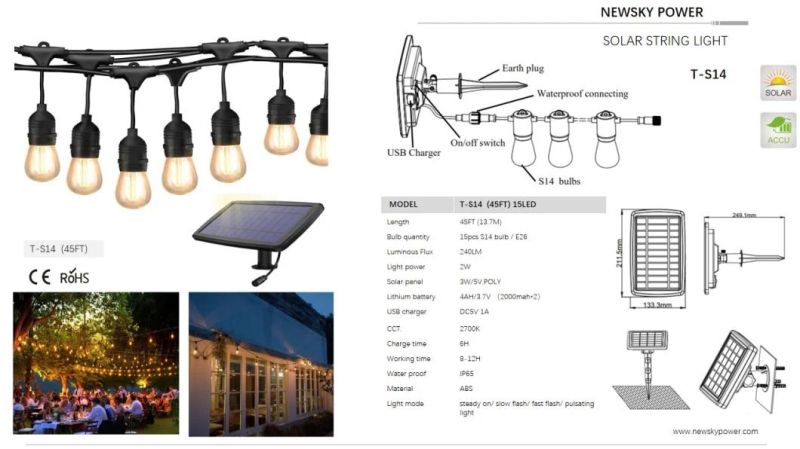 Customized IP65 200 LED Solar Fairy Lights Outdoor String for Porch Deck Backyard Lawn Pergola