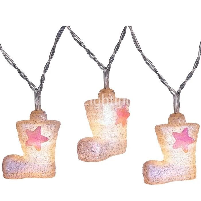 Glitter Santa Boot LED Light String 1.8 M