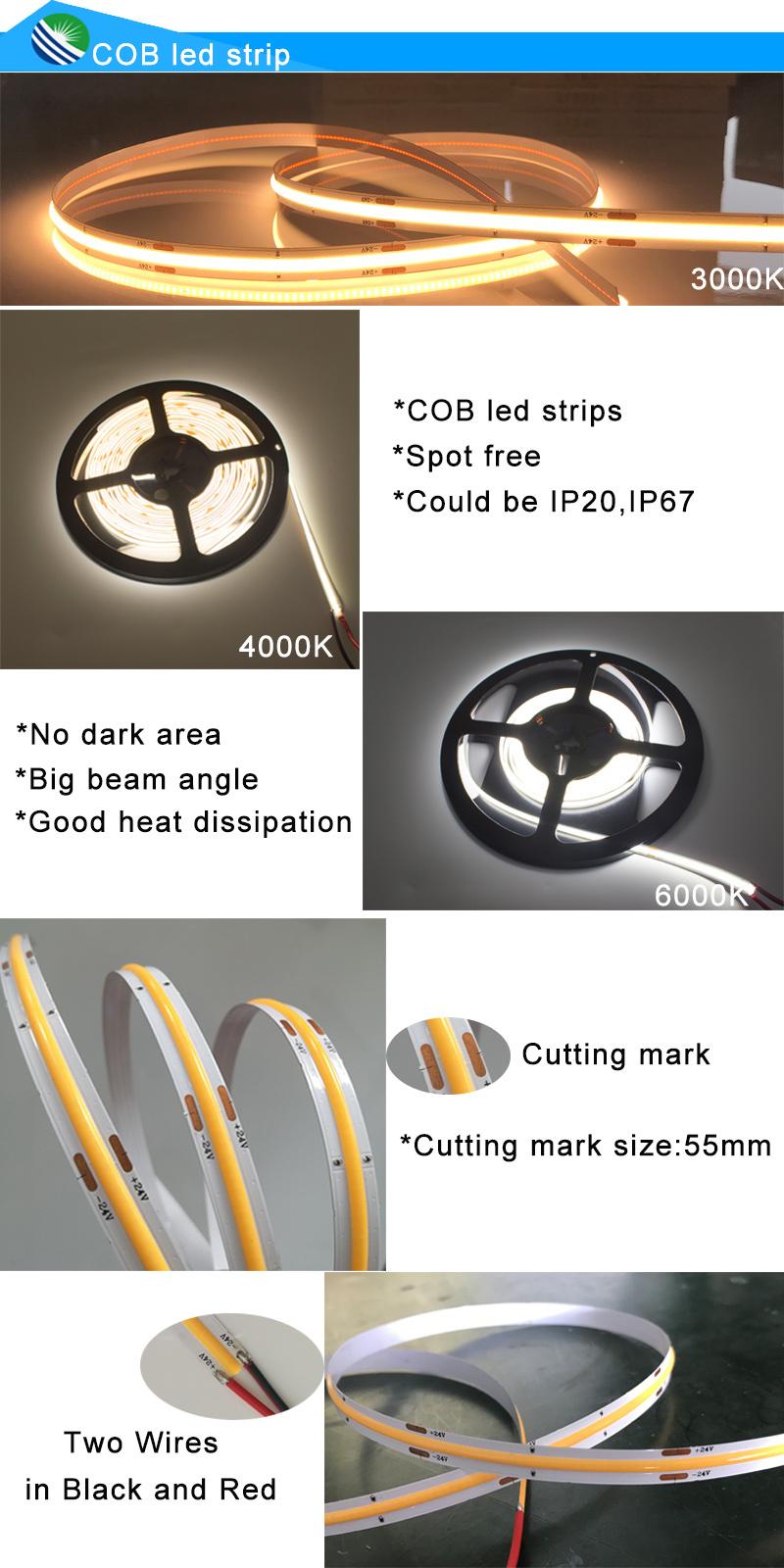 180degree Beam Angle COB LED Flexible Strip 350LEDs/M with No Light Spots