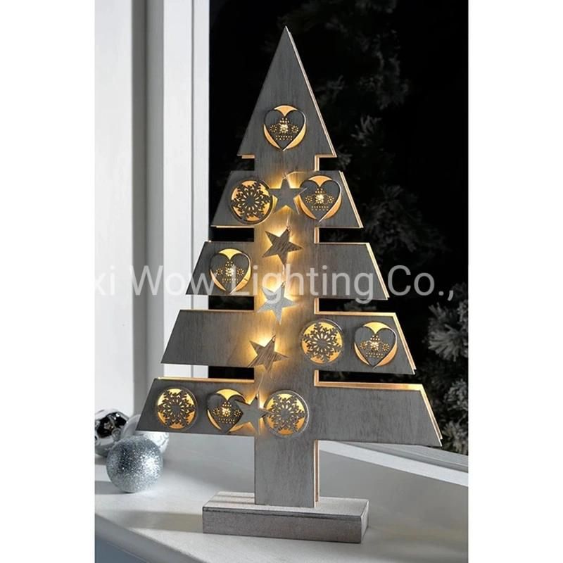 Star and Heart Christmas Tree Table Decoration Wood - White