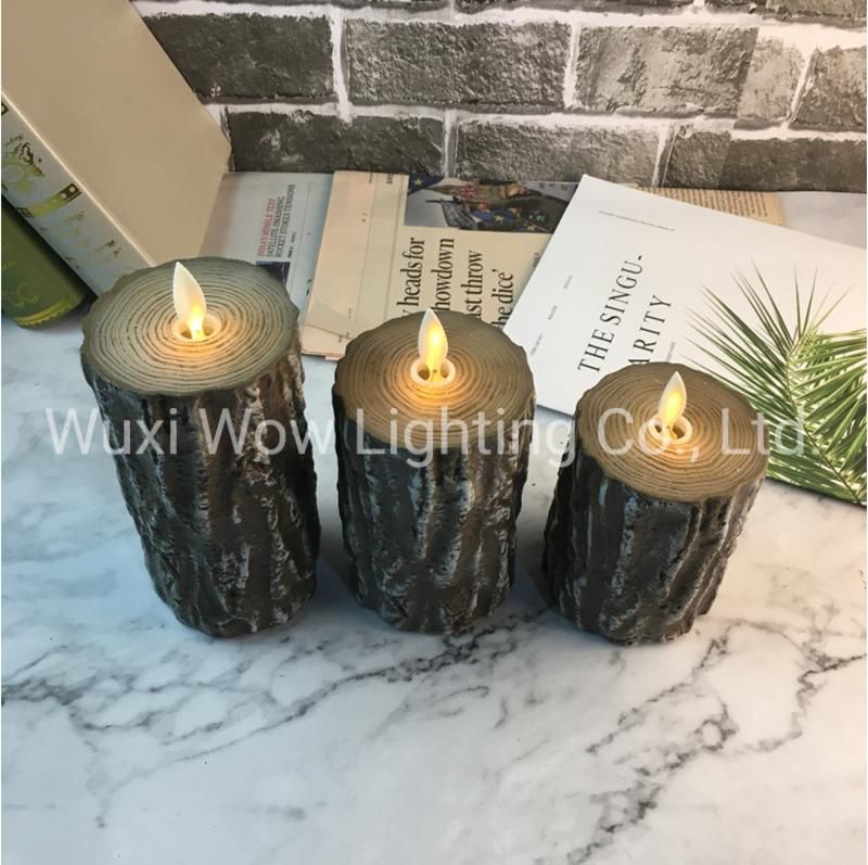 Three-Piece Set Tree Stump Candle Light LED Large Candle Light Festival Wedding Scene Decoration Props