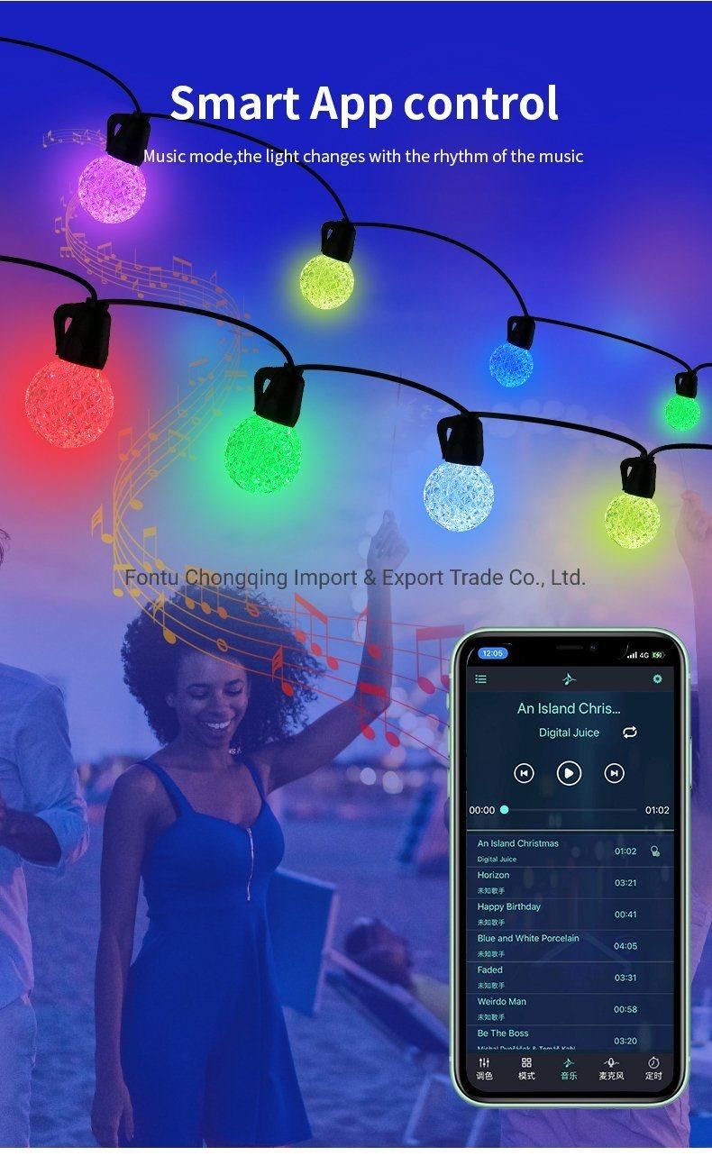 S14 G40 Smart LED String Light Ball, RGB 16 Million Colours Twinkle Lights, APP Control Crystal Ball Lights for Garden Holiday etc